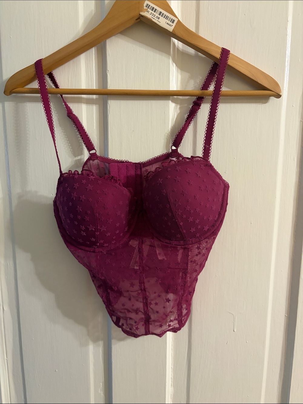 PINK by Victoria’s Secret Sheer Star Lace Bustier - Plum